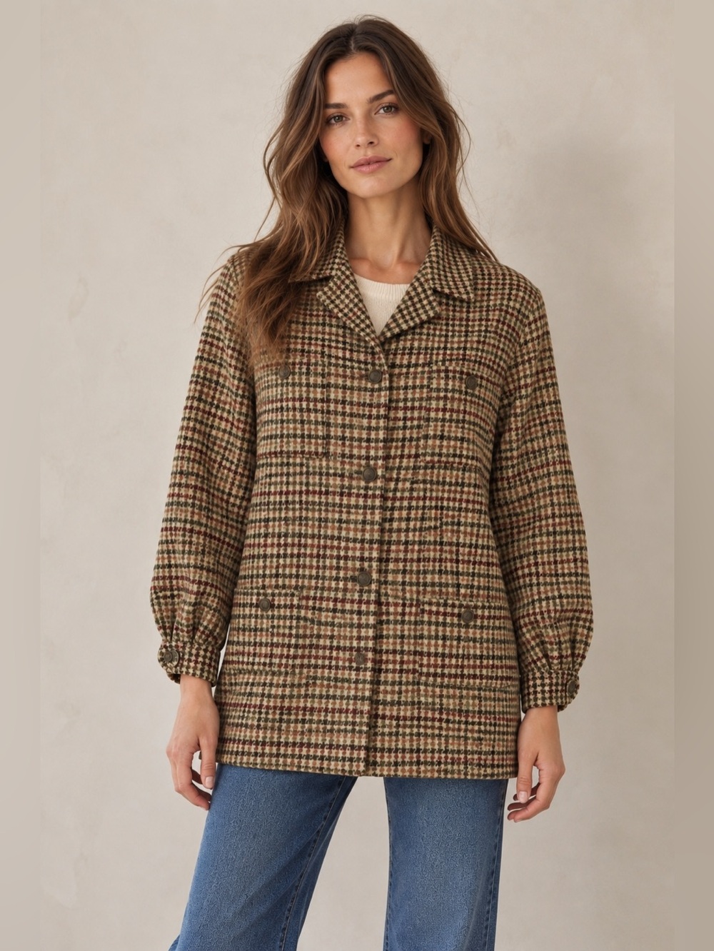 Vintage Charter Club‎ Houndstooth Wool Alpaca Blazer Jacket M Made in Macedonia